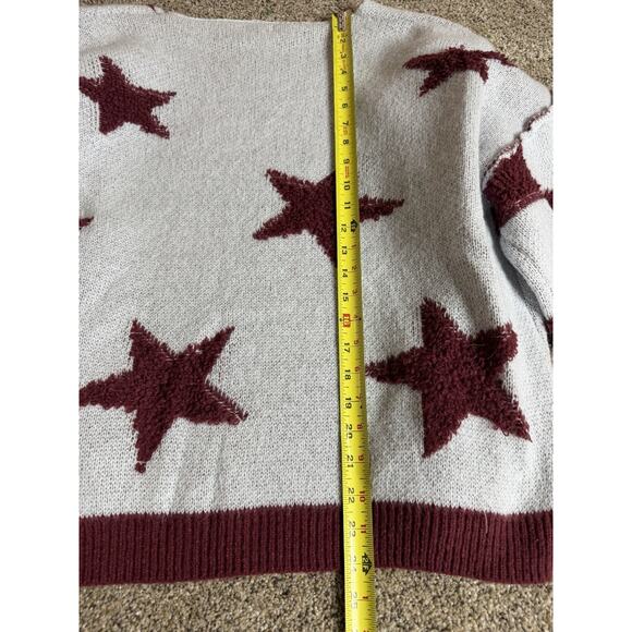 Pol Star Checkered Colorblock Grey Maroon Open Knit Cardigan Size Small - Picture 6 of 7